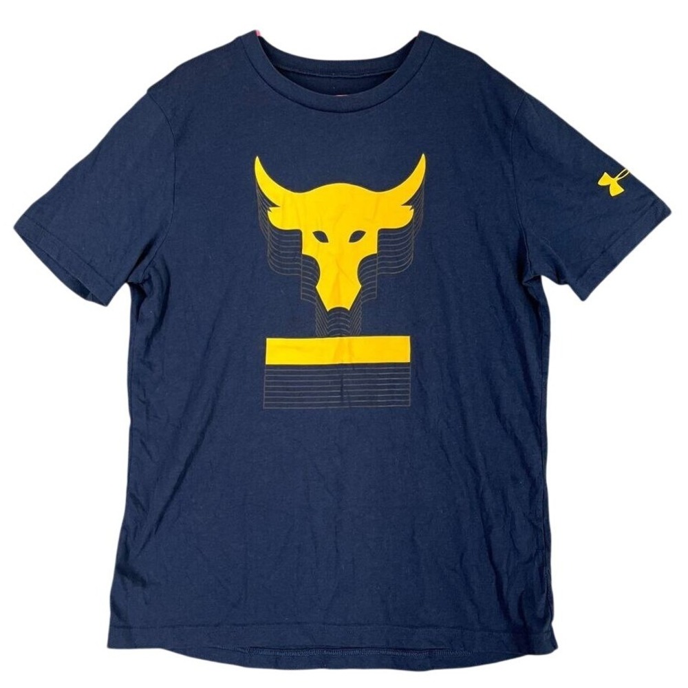 Under Armour Boys Project Rock‎ Heatgear Loose Fit Shirt tee Youth XL Blue